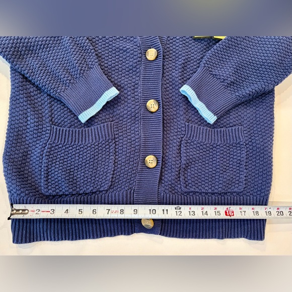 aerie 100% Cotton Waffle Knit Letter A Varsity Navy Cardigan Medium V Neck - Picture 3 of 11